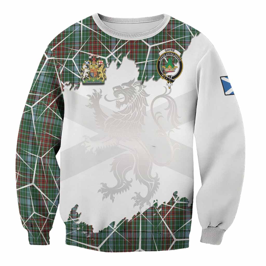 Gayre Tartan Sweatshirt with Family Crest and Lion Rampant Grunge Style