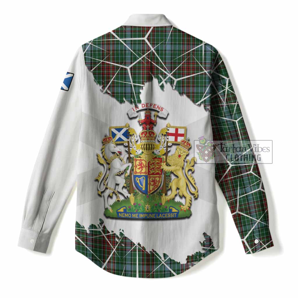 Gayre Tartan Women Casual Shirt with Family Crest and Lion Rampant Grunge Style
