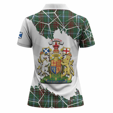 Gayre Tartan Women Polo Shirt with Family Crest and Lion Rampant Grunge Style