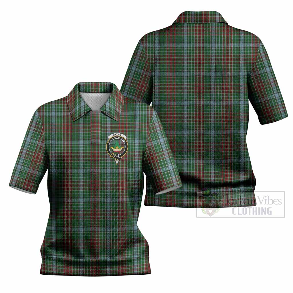 Gayre Tartan Women’s Polo Sweater Top with Family Crest