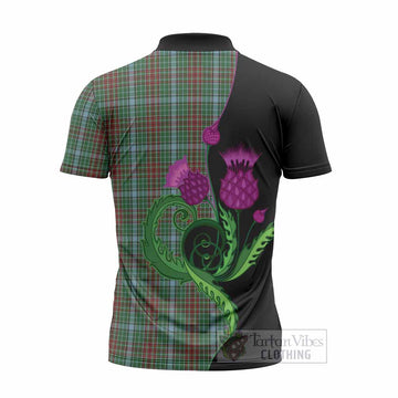 Gayre Tartan Zipper Polo Shirt Traditional Scottish Thistle