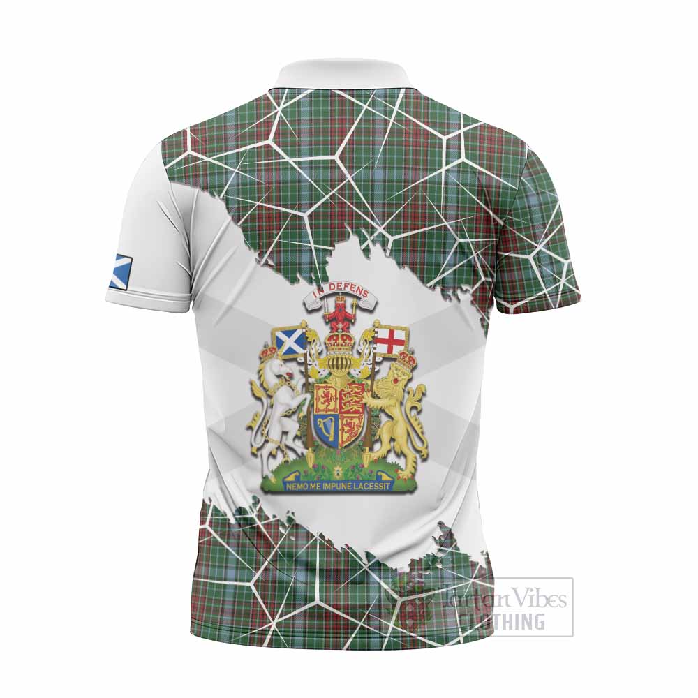 Gayre Tartan Zipper Polo Shirt with Family Crest and Lion Rampant Grunge Style