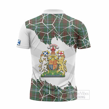 Gayre Tartan Zipper Polo Shirt with Family Crest and Lion Rampant Grunge Style