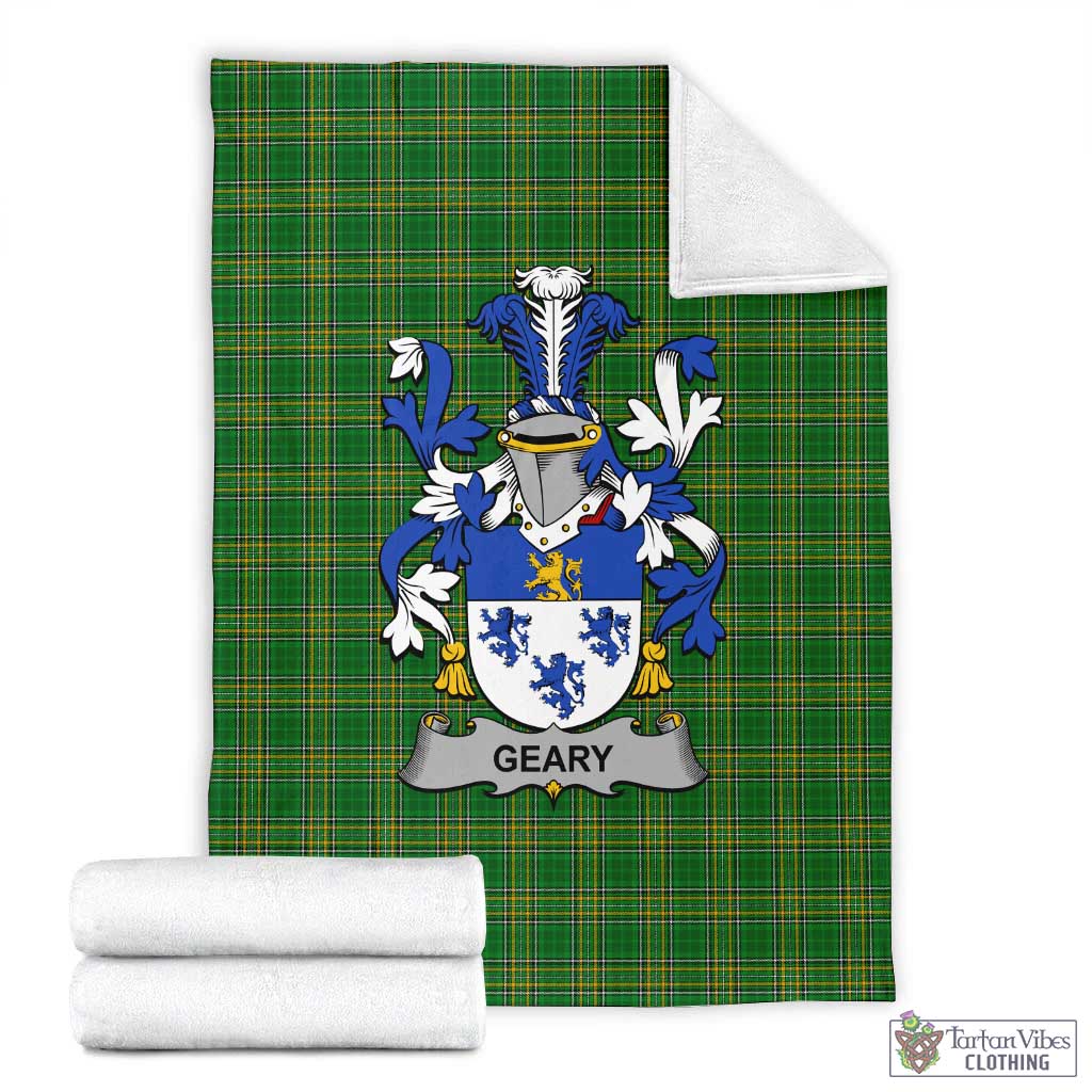 Tartan Vibes Clothing Geary Irish Clan Tartan Blanket with Coat of Arms
