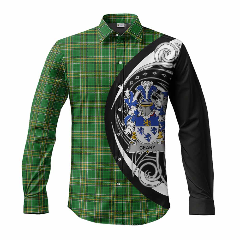 Tartan Vibes Clothing Geary Irish Clan Long Sleeve Button Shirt Celtic Circle Style