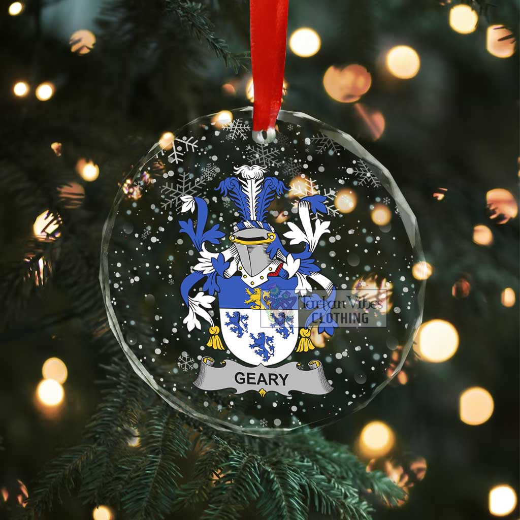 Tartan Vibes Clothing Geary Irish Clan Christmas Glass Ornament with Coat of Arms