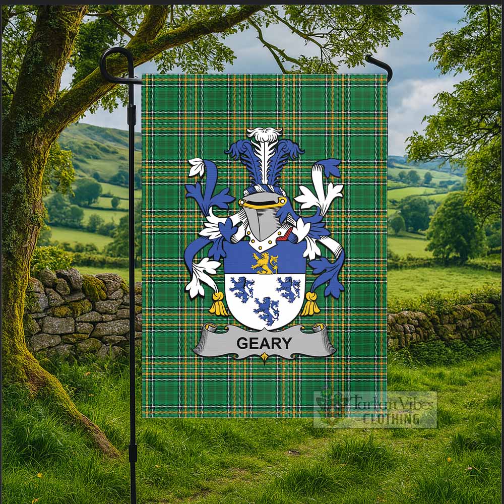 Geary Irish Clan Tartan Flag with Coat of Arms
