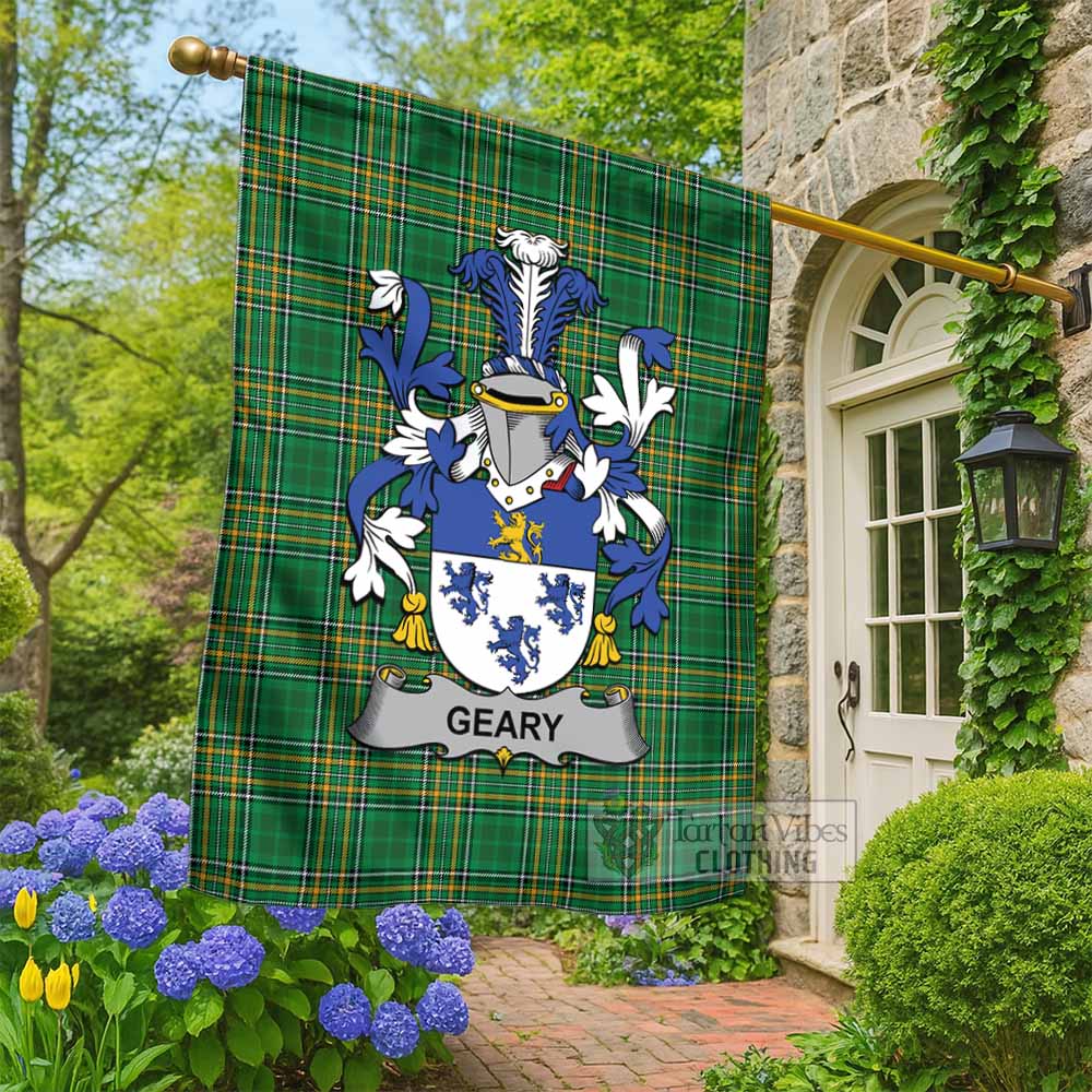 Geary Irish Clan Tartan Flag with Coat of Arms
