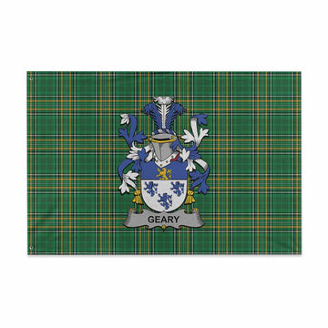 Geary Irish Clan Tartan House Flag with Coat of Arms