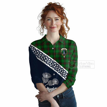 Tartan Vibes Clothing Ged Tartan Women's Casual Shirt Featuring Thistle and Scotland Map