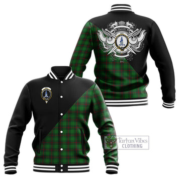Ged Tartan Baseball Jacket with Family Crest and Military Logo Style Unisex - Tartan Vibes Clothing