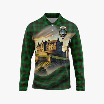 Ged Tartan Family Crest Long Sleeve Polo Shirt with Scottish Ancient Castle Style Unisex - Tartan Vibes Clothing