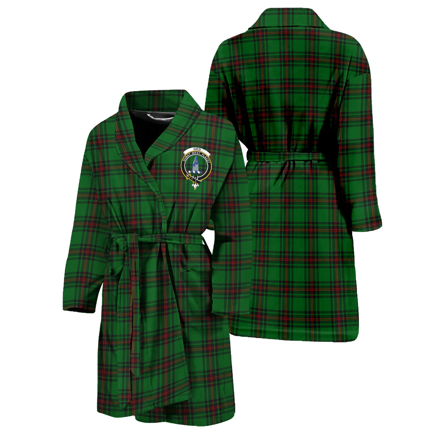 Ged Tartan Bathrobe with Family Crest Unisex S - Tartan Vibes Clothing