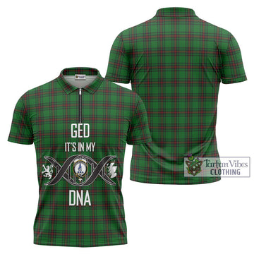 Ged Tartan Zipper Polo Shirt with Family Crest DNA In Me Style Unisex - Tartan Vibes Clothing