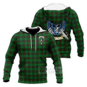 Ged Tartan Knitted Hoodie with Family Crest Celtic Skull Style Unisex Knitted Pullover Hoodie - Tartan Vibes Clothing