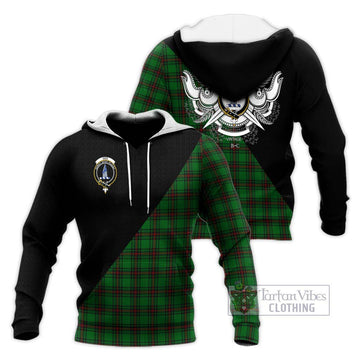 Ged Tartan Knitted Hoodie with Family Crest and Military Logo Style Unisex Knitted Pullover Hoodie - Tartan Vibes Clothing