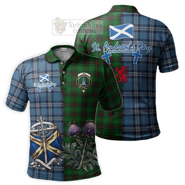 Ged Tartan Polo Shirt Happy St. Andrew's Day Half Tartan Style Kid - Tartan Vibes Clothing
