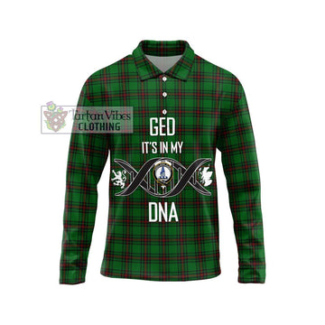 Ged Tartan Long Sleeve Polo Shirt with Family Crest DNA In Me Style Unisex - Tartan Vibes Clothing