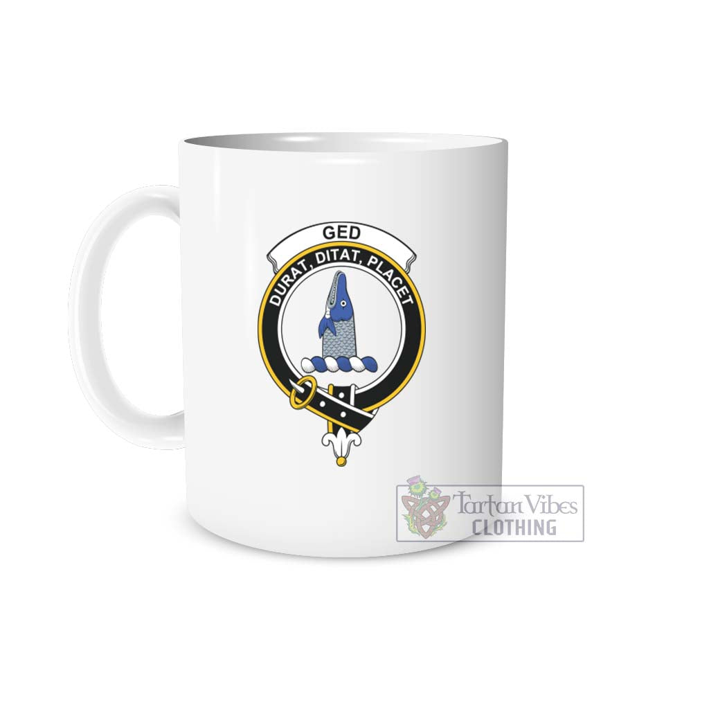 Ged Family Crest Ceramic Mug White - 2D-tartanvibesclothing