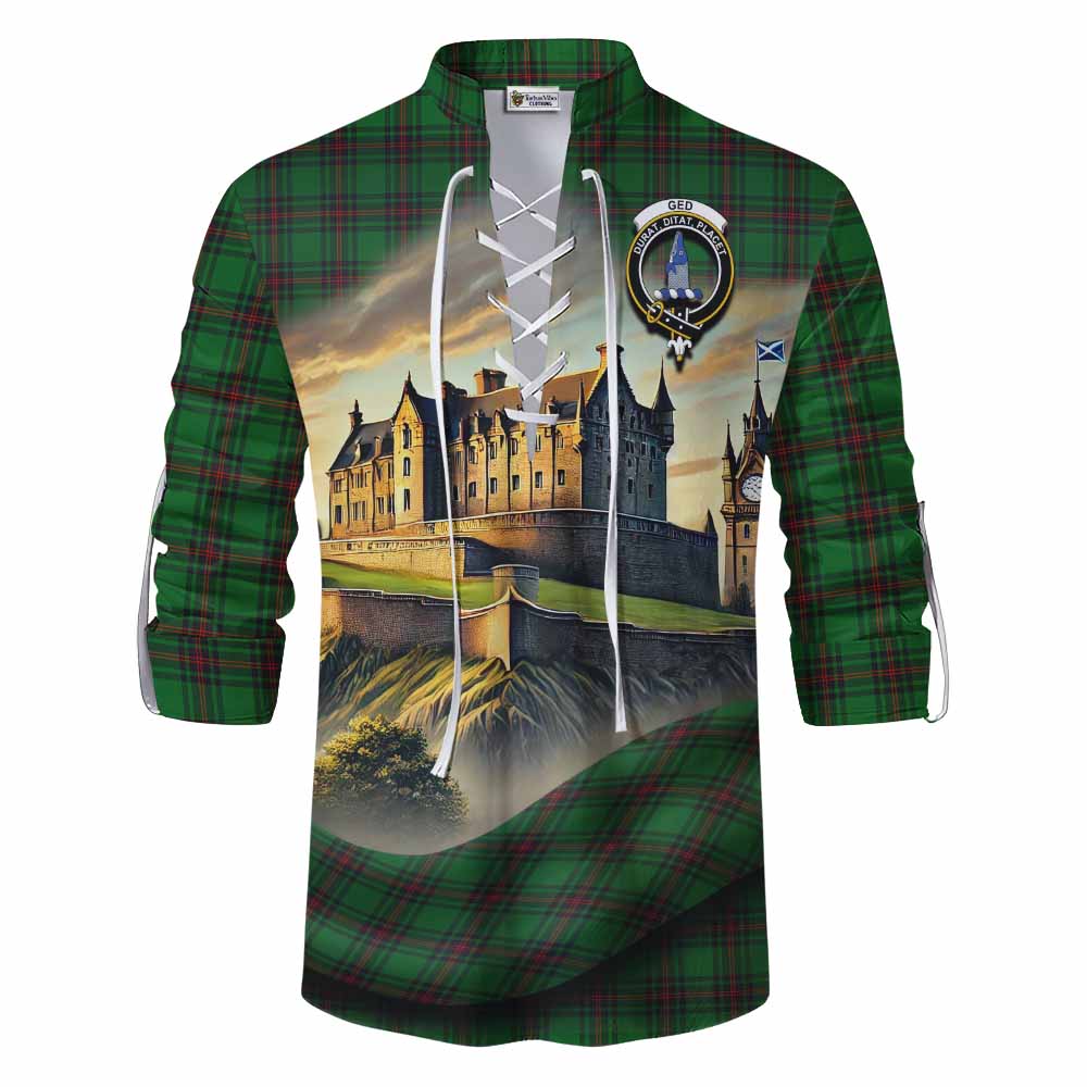 Tartan Vibes Clothing Ged Tartan Family Crest Ghillie Kilt Shirt with Scottish Ancient Castle Style