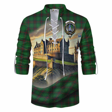 Tartan Vibes Clothing Ged Tartan Family Crest Ghillie Kilt Shirt with Scottish Ancient Castle Style