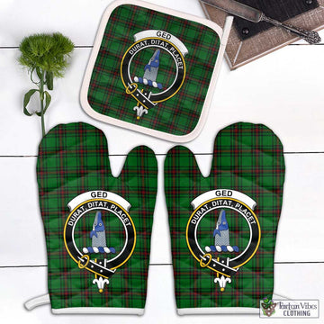 Ged Tartan Combo Oven Mitt & Pot-Holder with Family Crest Combo 2 Oven Mitt & 1 Pot-Holder Black - Tartan Vibes Clothing