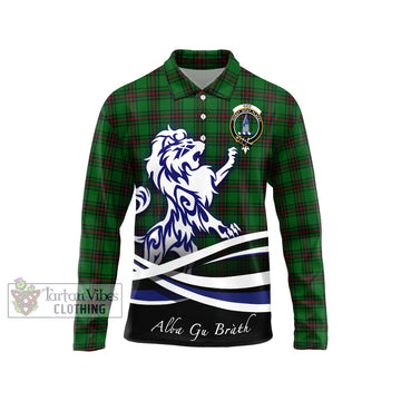 Ged Tartan Long Sleeve Polo Shirt with Alba Gu Brath Regal Lion Emblem Unisex - Tartan Vibes Clothing