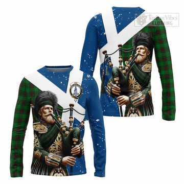 Ged Tartan Long Sleeve T-Shirt with Family Crest Scottish Bagpiper Vibes Unisex - Tartan Vibes Clothing