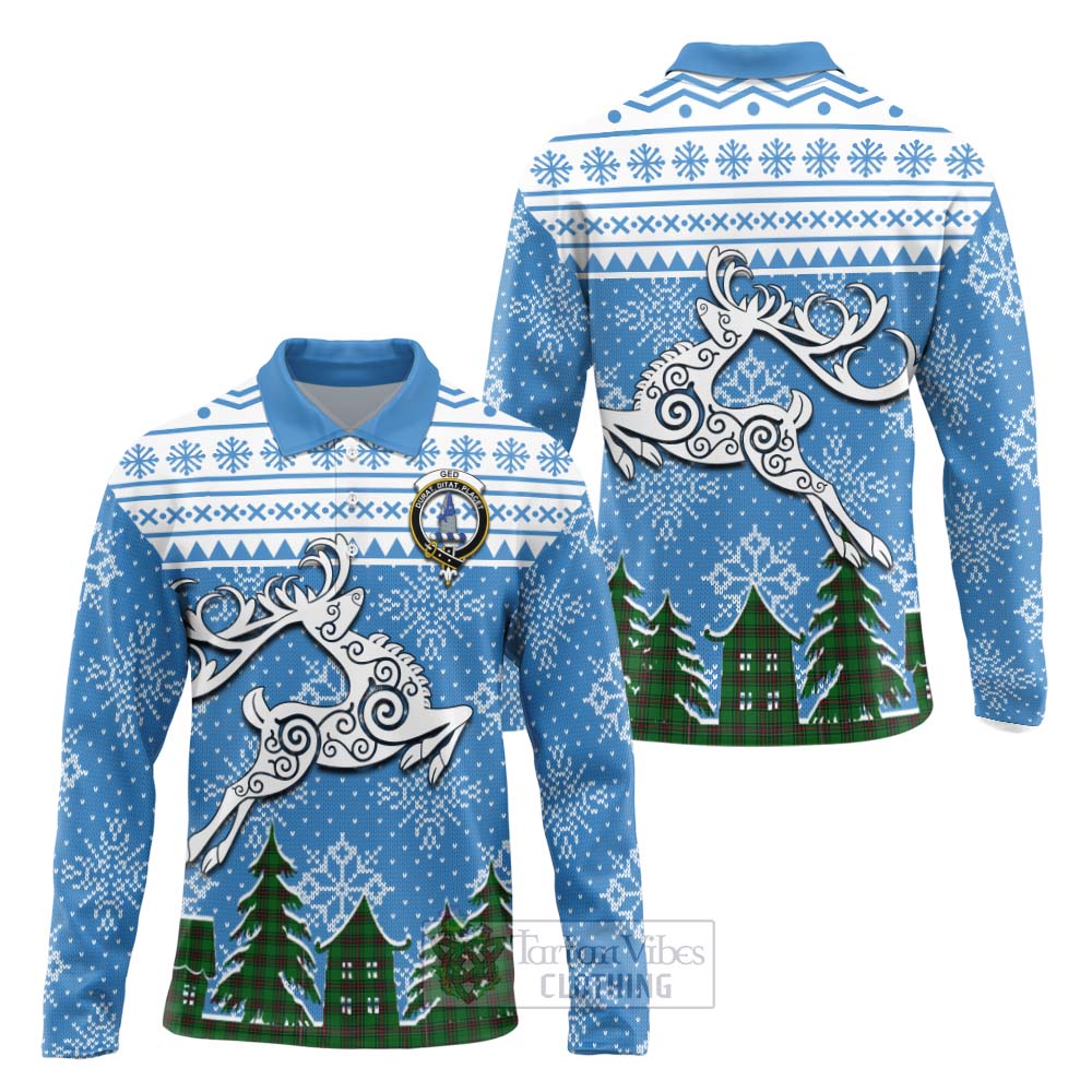 Ged Clan Christmas Long Sleeve Polo Shirt Celtic Reindeer Style Unisex - Tartan Vibes Clothing
