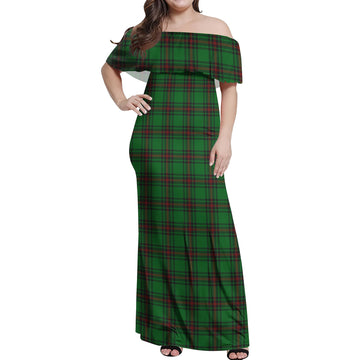 Ged Tartan Off Shoulder Long Dress Women's Dress - Tartan Vibes Clothing