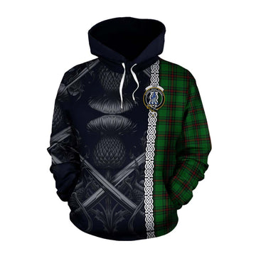 Ged Tartan Cotton Hoodie with Family Crest Cross Sword Thistle Celtic Vibes Pullover Hoodie XS - Tartan Vibes Clothing
