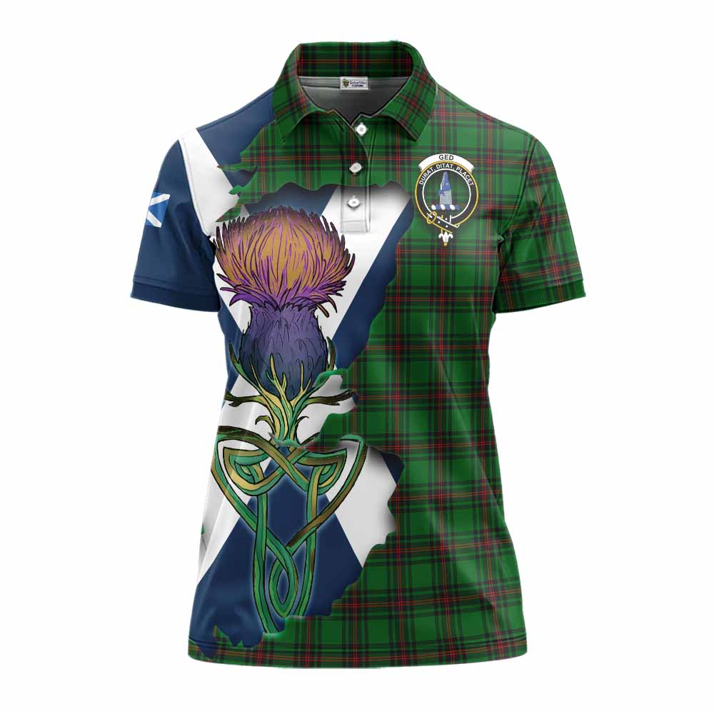 Ged Tartan Family Crest Women's Polo Shirt Scottish Thistle Celtic Inspired Women - Tartan Vibes Clothing