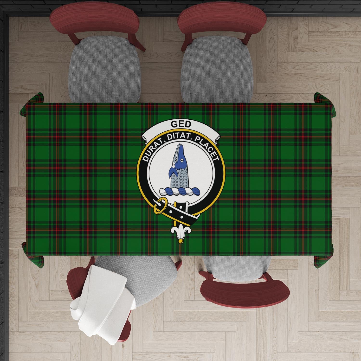 Ged Tartan Tablecloth with Family Crest XL 57.1"x70.9"(145x180cm) - Tartan Vibes Clothing