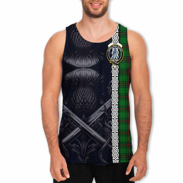 Ged Tartan Men's Tank Top with Family Crest Cross Sword Thistle Celtic Vibes Men - Tartan Vibes Clothing