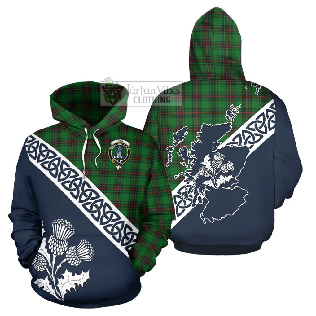 Ged Tartan Hoodie Featuring Thistle and Scotland Map Zip Hoodie - Tartan Vibes Clothing