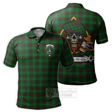 Ged Tartan Polo Shirt with Family Crest and Bearded Skull Holding Bottles of Whiskey Kid - Tartan Vibes Clothing
