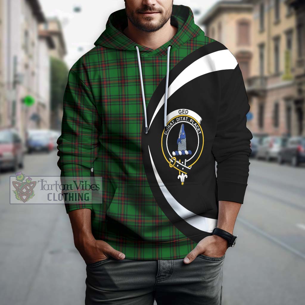 Ged Tartan Hoodie with Family Crest Circle Style Zip Hoodie - Tartan Vibes Clothing