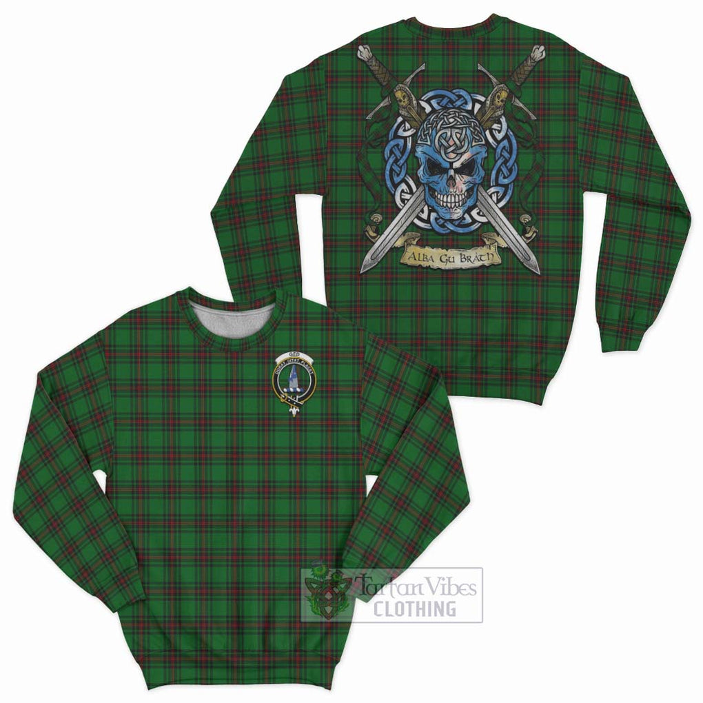 Ged Tartan Sweatshirt with Family Crest Celtic Skull Style Unisex - Tartan Vibes Clothing