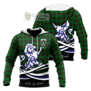 Ged Tartan Knitted Hoodie with Alba Gu Brath Regal Lion Emblem Unisex Knitted Pullover Hoodie - Tartan Vibes Clothing
