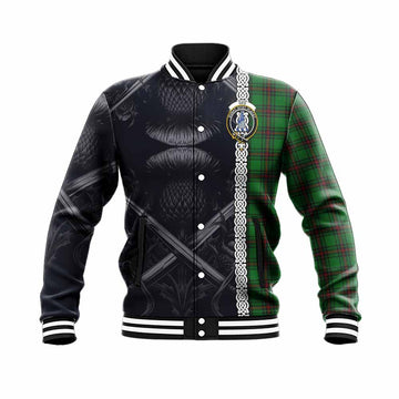 Ged Tartan Baseball Jacket with Family Crest Cross Sword Thistle Celtic Vibes Unisex - Tartan Vibes Clothing