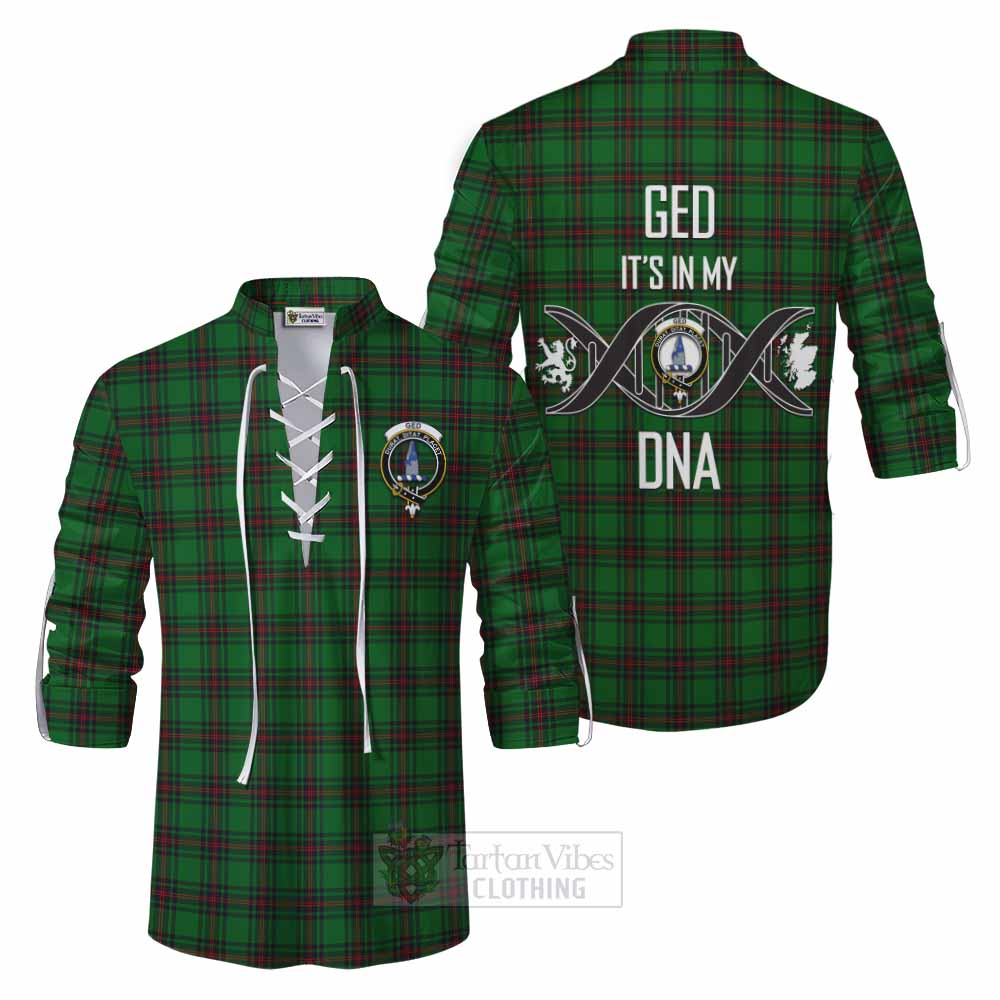 Tartan Vibes Clothing Ged Tartan Ghillie Kilt Shirt with Family Crest DNA In Me Style