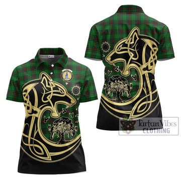 Ged Tartan Women's Polo Shirt with Family Crest Celtic Wolf Style Women - Tartan Vibes Clothing