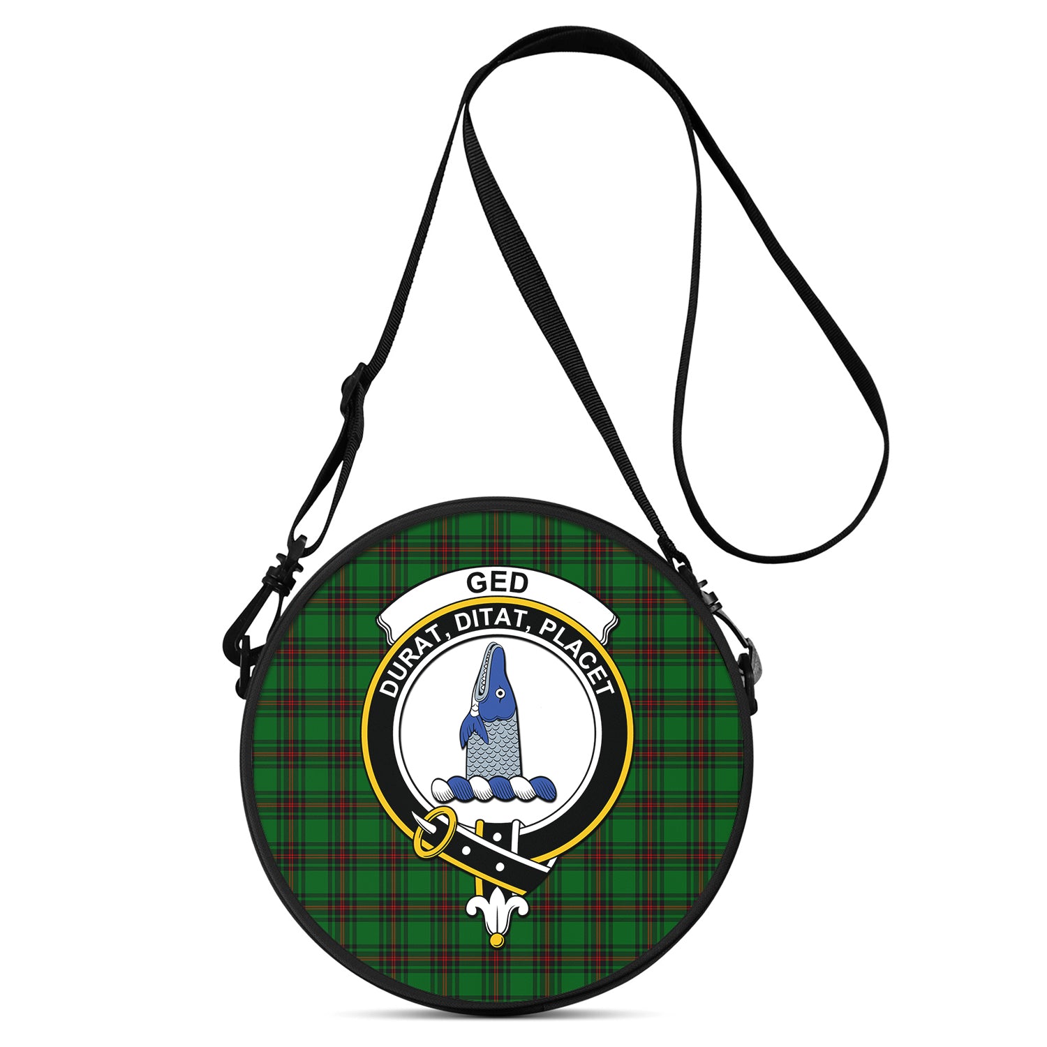 Ged Tartan Round Satchel Bags with Family Crest One Size 9*9*2.7 inch - Tartan Vibes Clothing