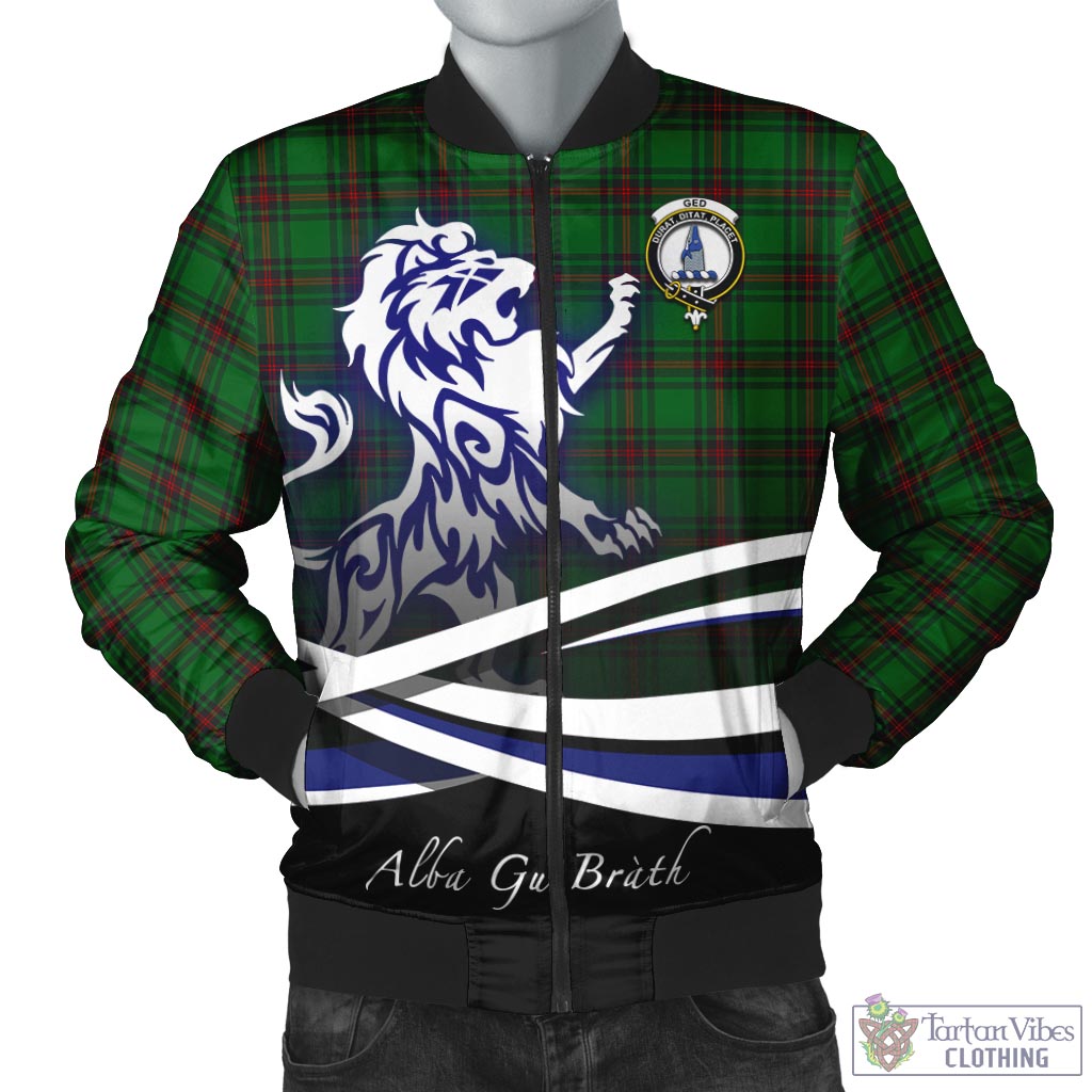 Ged Tartan Bomber Jacket with Alba Gu Brath Regal Lion Emblem Unisex - Tartan Vibes Clothing