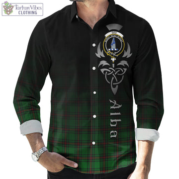 Ged Tartan Long Sleeve Button Up Featuring Alba Gu Brath Family Crest Celtic Inspired