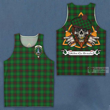 Ged Tartan Men's Tank Top with Family Crest and Bearded Skull Holding Bottles of Whiskey Men - Tartan Vibes Clothing