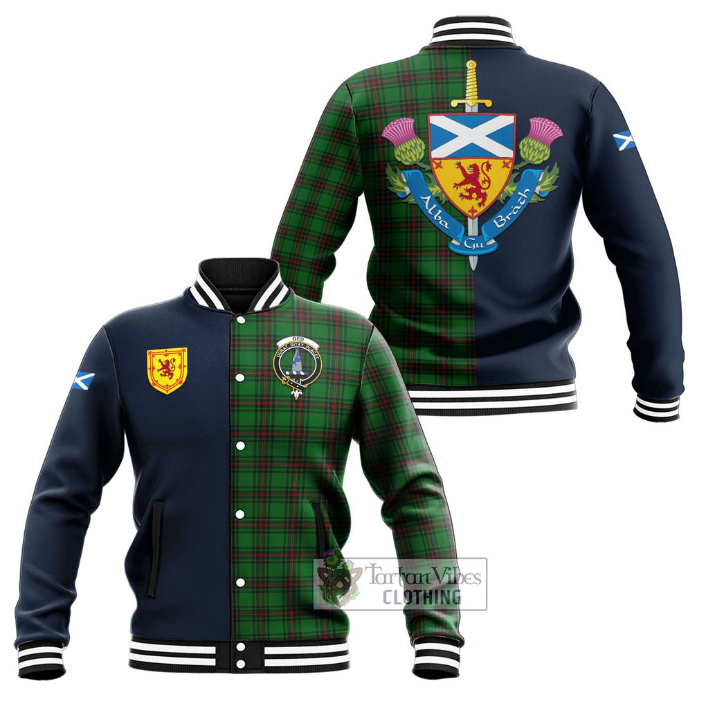 Ged Tartan Baseball Jacket Alba with Scottish Lion Royal Arm Half Style Unisex - Tartan Vibes Clothing