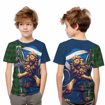 Ged Tartan Family Crest Kid T-Shirt with Scottish Majestic Lion Youth XL Size14 - Tartan Vibes Clothing