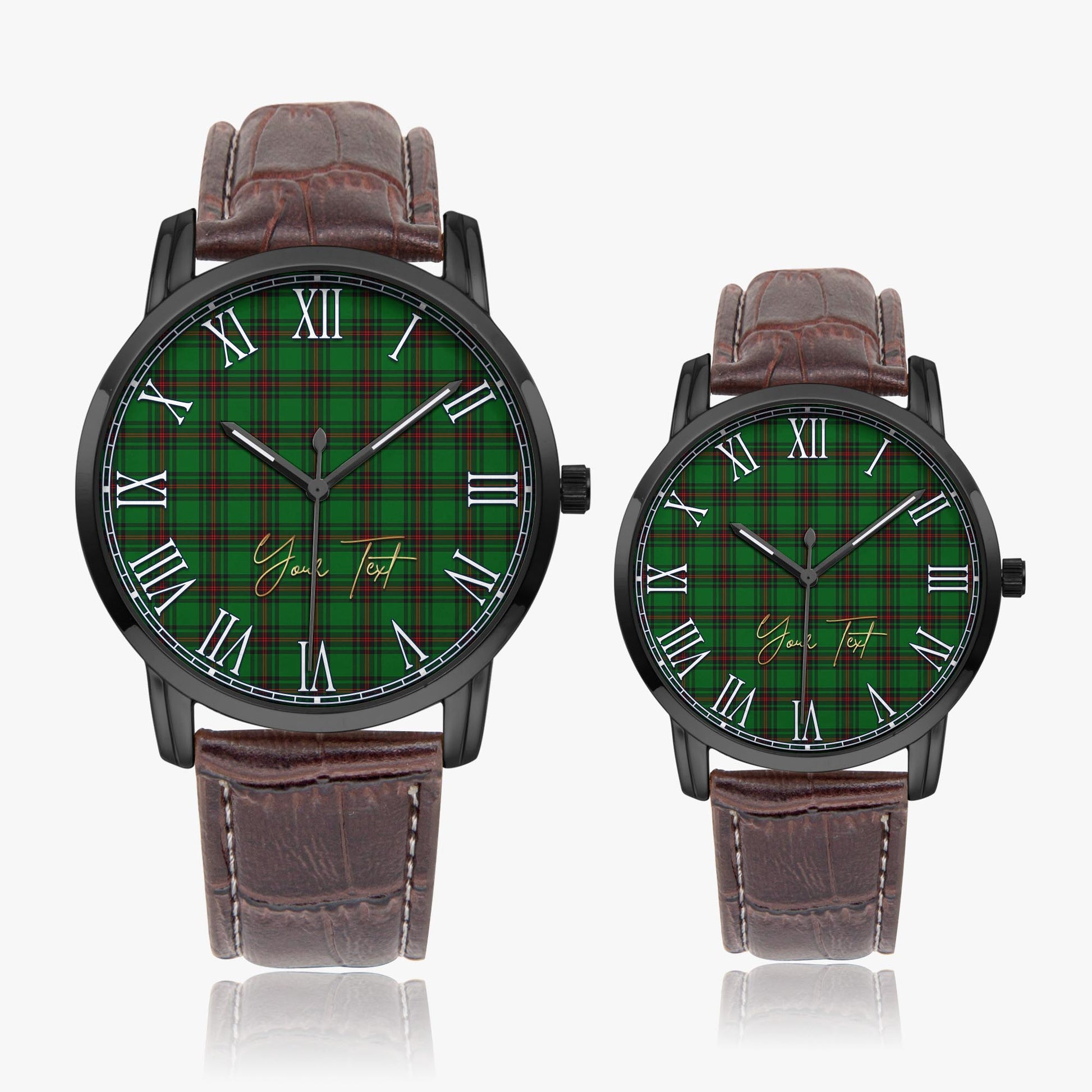 Ged Tartan Personalized Your Text Leather Trap Quartz Watch - Tartan Vibes Clothing