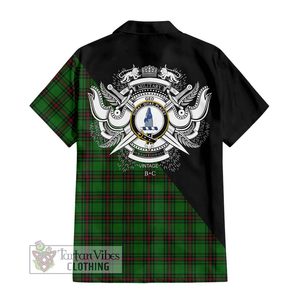 Ged Tartan Hawaiian Shirt with Family Crest and Military Logo Style - Tartan Vibes Clothing